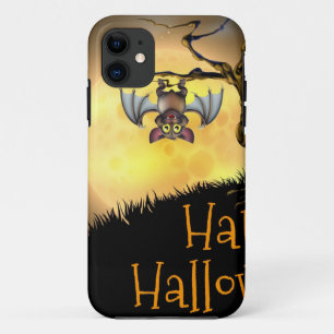 Orange Halloween Vampire Bat Background iPhone 11 Case