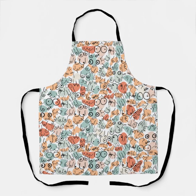 orange haloween breast fun apron (Front)