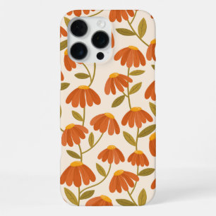Orange Hand Drawn Cute Daisies Floral Pattern iPhone 16 Pro Max Case