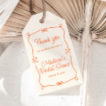 Orange Hand Drawn Frame Bridal Shower Thank You Gift Tags<br><div class="desc">Introducing our enchanting bridal shower thank you gift tags,  designed to make your special day even more memorable. These gift tags feature an orange hand-drawn doodle frame adorned with delicate bows and whimsical hearts and fully customizable text.</div>