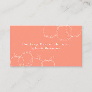 Orange handmade fruit sketch bakery recipe business card