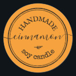 Orange Handmade Script Black Border Product Label<br><div class="desc">orange Handmade Script Black Border Product Label</div>