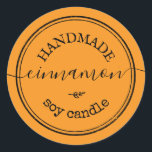 Orange Handmade Script Black Border Product Label<br><div class="desc">orange Handmade Script Black Border Product Label</div>