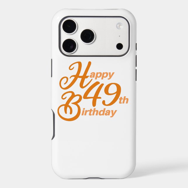 Orange Happy 49th Birthday cursive text (Back)