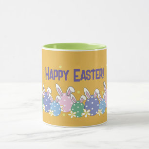 Orange Happy Easter Mug - Bunny Ear Eggs