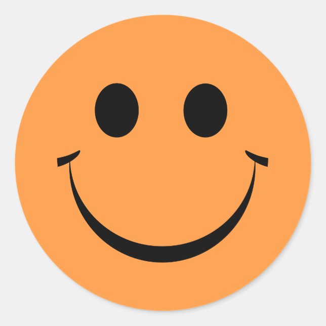 Orange Happy Face Birthday Classic Round Sticker (Front)