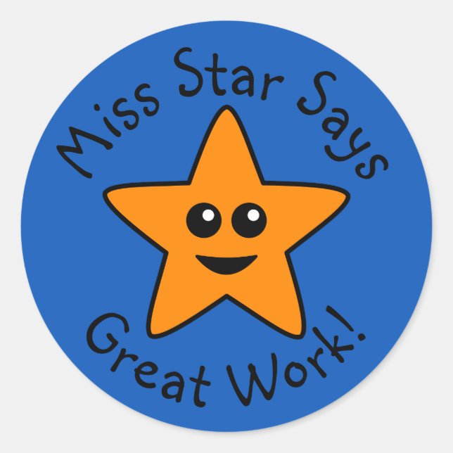 Orange Happy Star Great Work Stickers (Front)