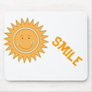 Orange Happy Sun Mouse Pad