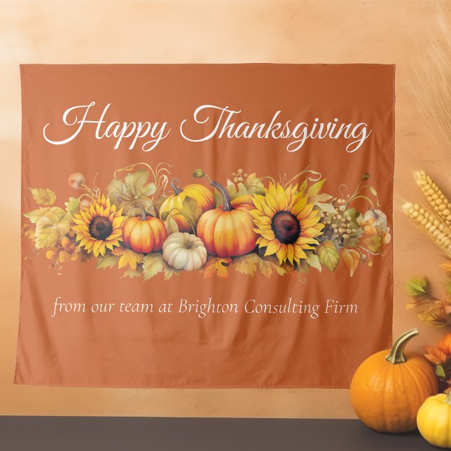 Orange Happy Thanksgiving Party Pumpkin Patch Tapestry (Creator Uploaded)