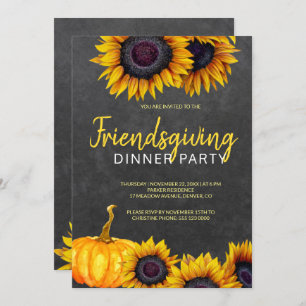 Orange Harvest Chalkboard  Friendsgiving Feast Invitation