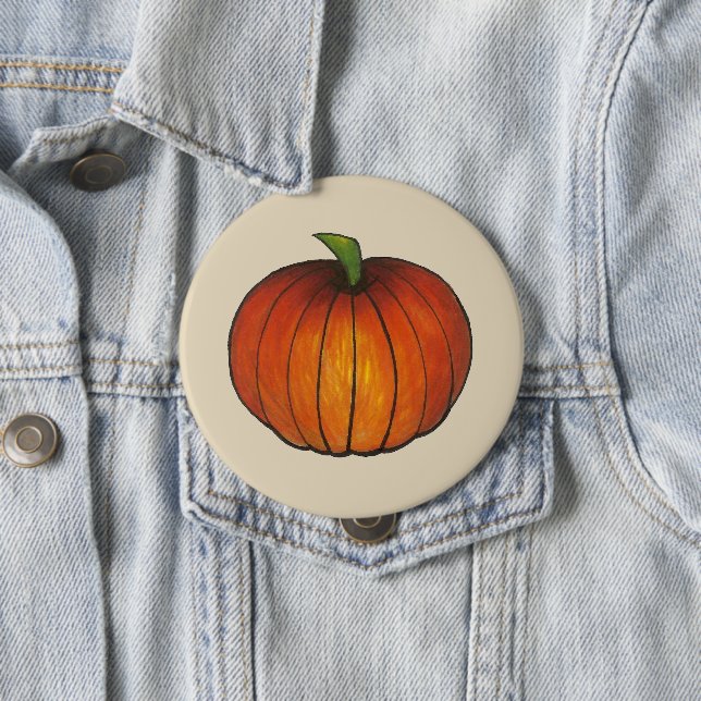 Orange Harvest Pumpkin Patch Fall Autumn 4 Inch Round Button (In Situ)