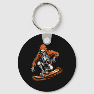 Orange Hat Skater With Skateboard Halloween Costum Keychain