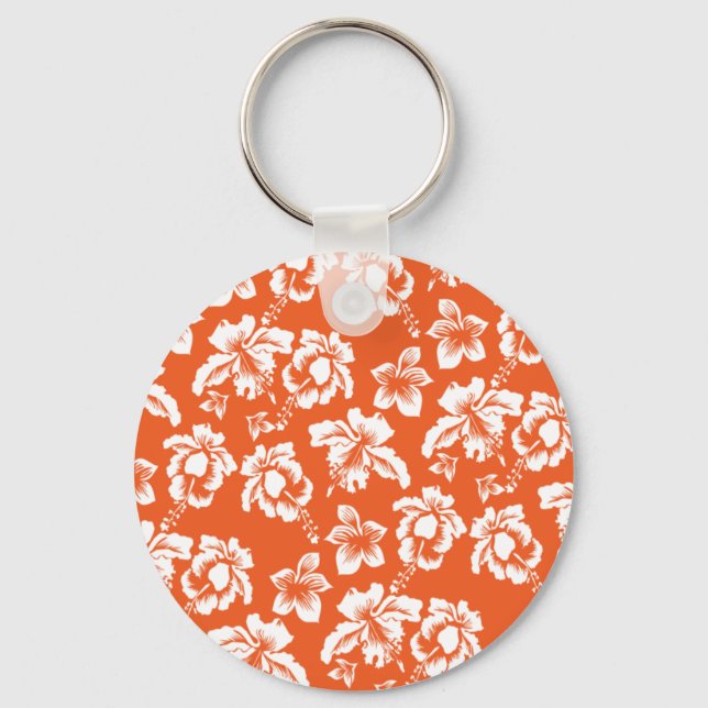 Orange Hawaiian Hibiscus Keychain (Front)