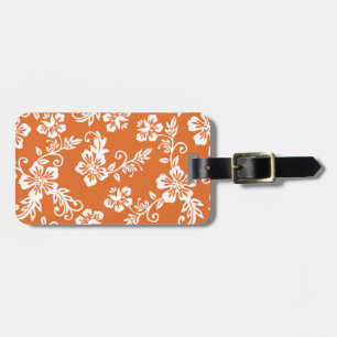 Orange Hawaiian Print Luggage Tag