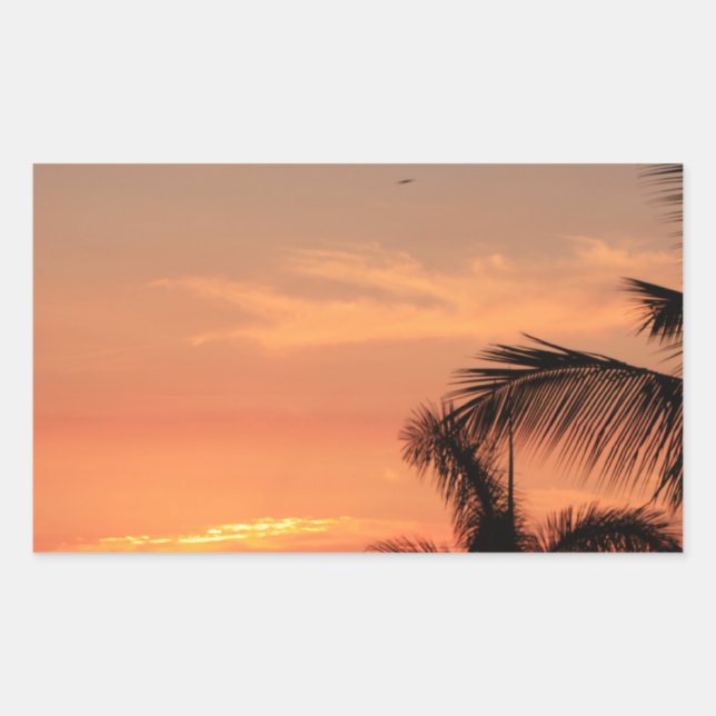 Orange Hawaiian Sunset, Birds and Palm Trees Sticker (Front)