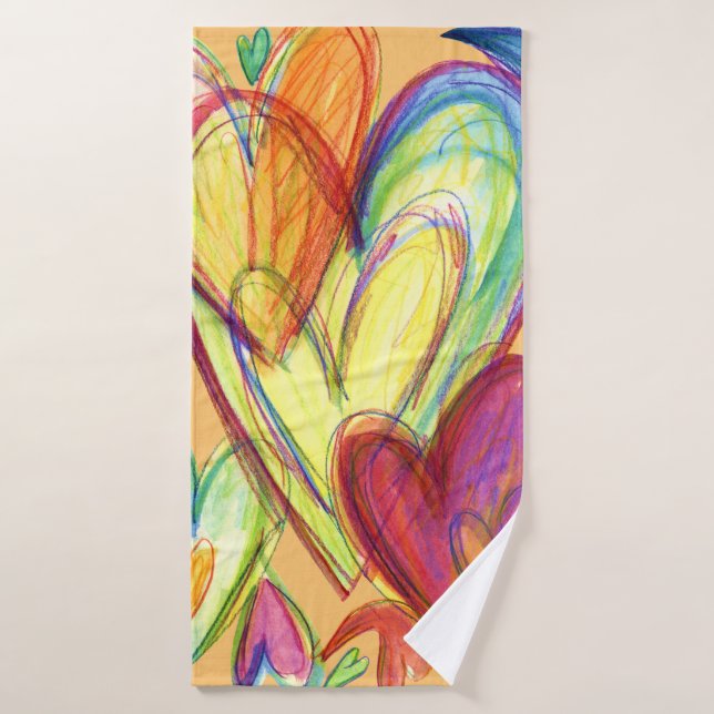 Orange Healing Hearts Art Towel (Serviette de bain)