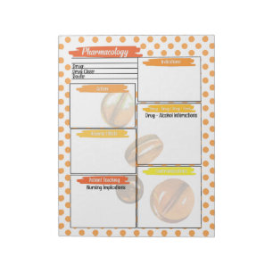 Orange Healthcare Student Pharmacology Template Notepad