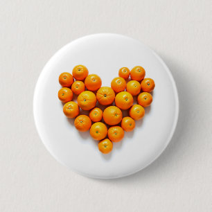 Orange Heart 2 Inch Round Button