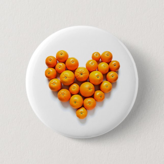 Orange Heart 2 Inch Round Button (Front)