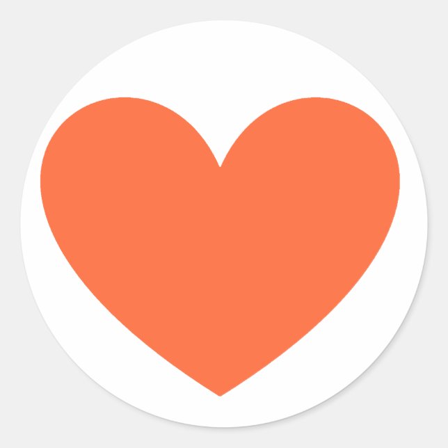 Orange Heart Classic Round Sticker (Front)