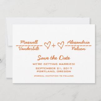 Orange Heart Equation Save the Date Invite