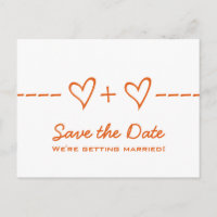 Orange Heart Equation Save the Date Postcard
