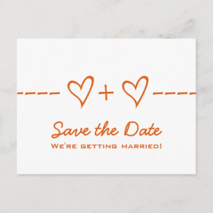 Orange Heart Equation Save the Date Postcard
