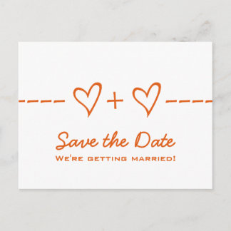 Orange Heart Equation Save the Date Postcard