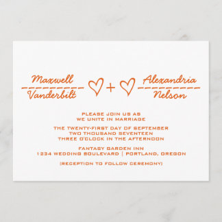 Orange Heart Equation Wedding Invite