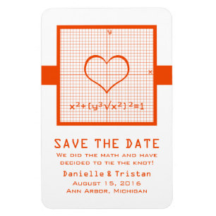 Orange Heart Math Graph Save the Date Magnet