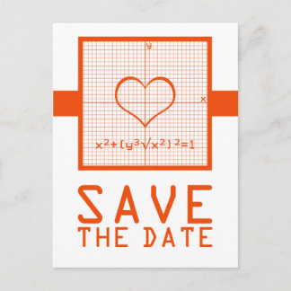 Orange Heart Math Graph Save the Date Postcard