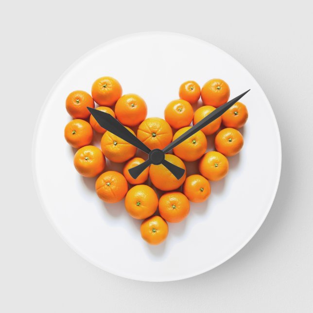 Orange Heart Round Clock (Front)