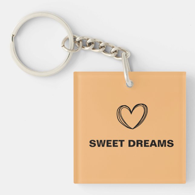 ORANGE HEART SWEET DREAM SIMPLE MINIMAL KEYCHAIN (Front)