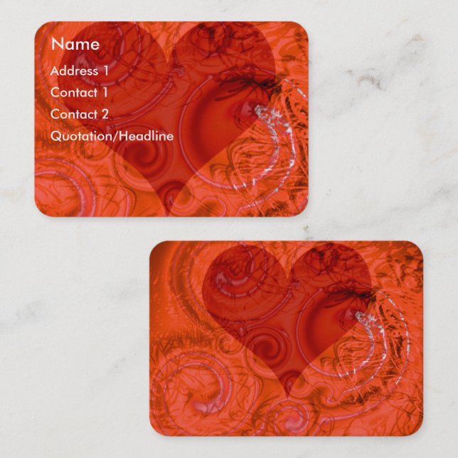 Orange  Heart Swirls Business Card (Front/Back)