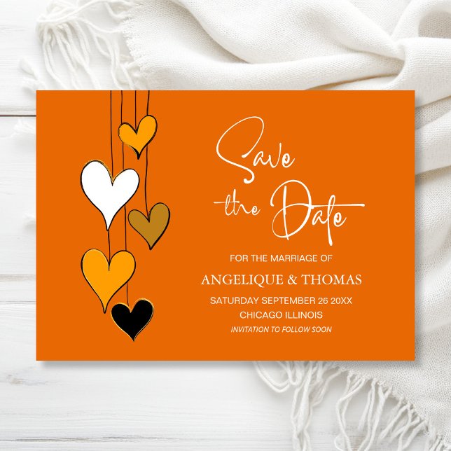 Orange Heart Theme Wedding Save the Date (Créateur téléchargé)