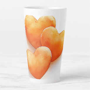 *Orange Hearts Watercolour Latte Mug
