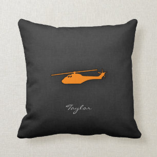 Orange Helicopter Throw Pillow