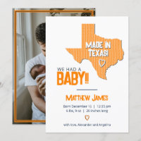 Orange Herringbone Made in Texas Photo Baby