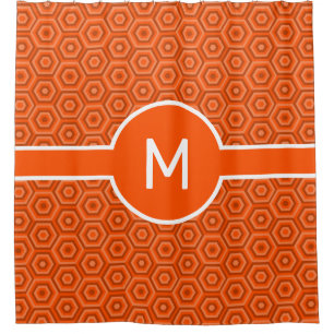 Orange Hexagons with Central Monogram Geometric