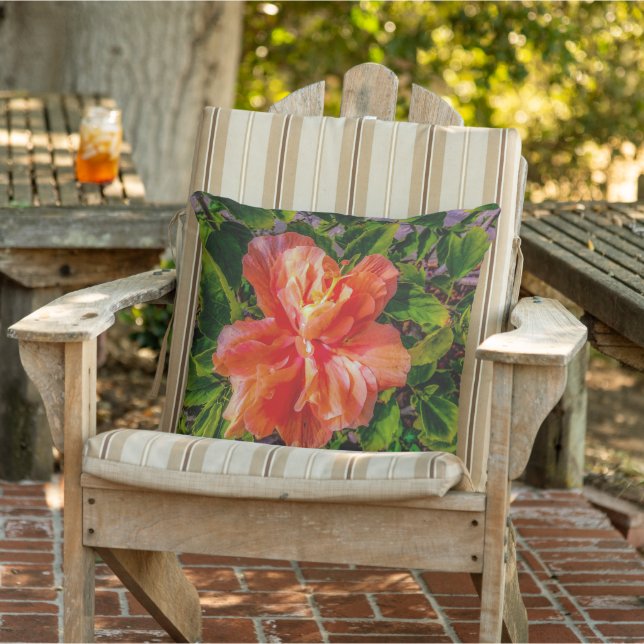 Orange Hibiscus Beauty Outdoor Pillow (Chair)