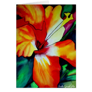Orange Hibiscus fleurs tropicales aquarelle art