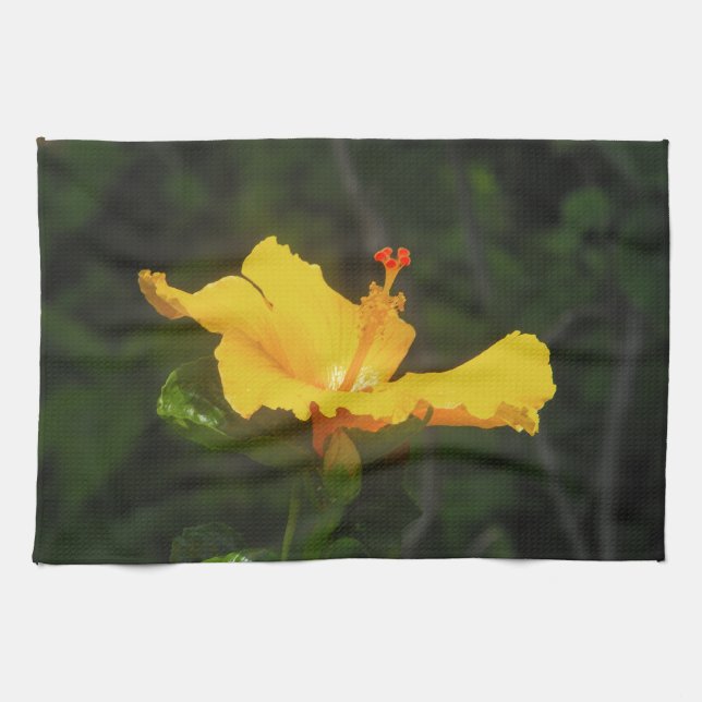 Orange Hibiscus Flower Kitchen Towel (Horizontal)