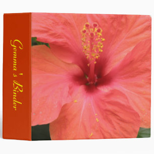 Orange Hibiscus Flower Macro Custom Binder
