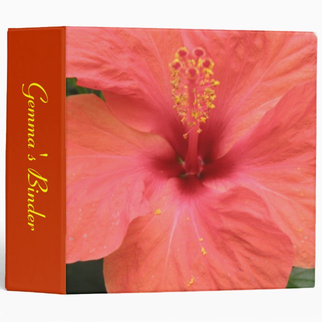 Orange Hibiscus Flower Macro Custom Binder (Front/Spine)