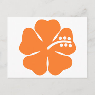 Orange hibiscus flower postcard