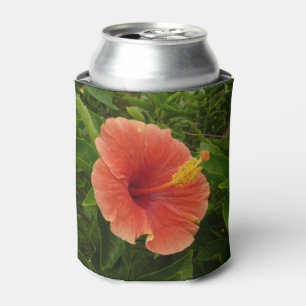Orange Hibiscus Flower Tropical Floral Can Cooler