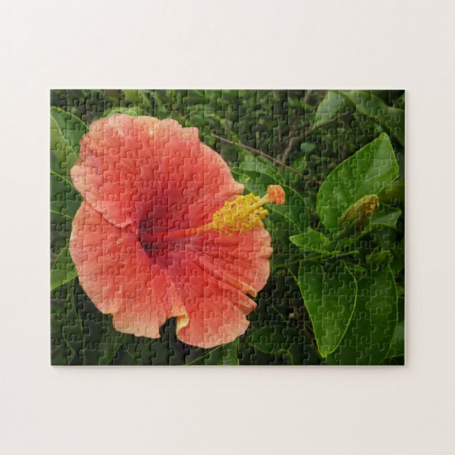 Orange Hibiscus Flower Tropical Floral Jigsaw Puzzle (Horizontal)