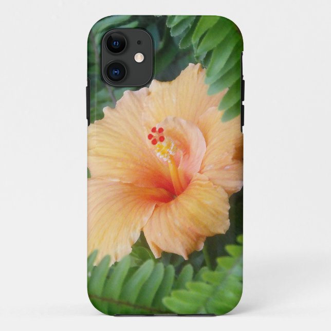 Orange Hibiscus Flower with Ferns Case-Mate iPhone Case (Back)