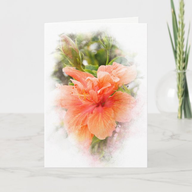 orange hibiscus for sympathy card (Front)