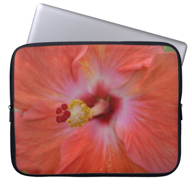 Orange Hibiscus Laptop Sleeve (Front)
